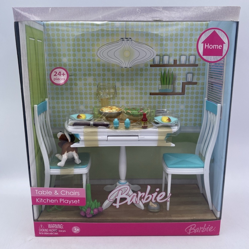 VTG Mattel Barbie Home Table & Chairs Kitchen Playset #K8606 NRFB 2006